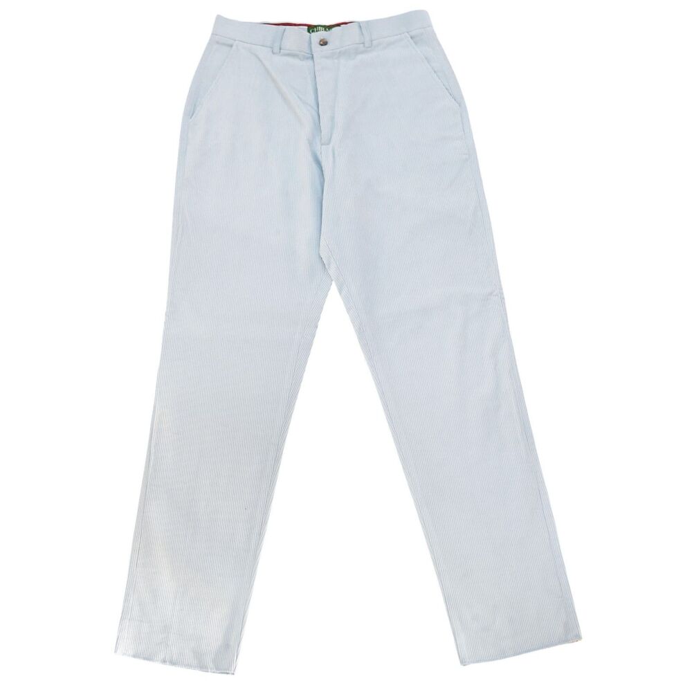 Mens 32 Light Blue Corduroy Pants Flat Front Straight Fit Cotton Trousers NWT
